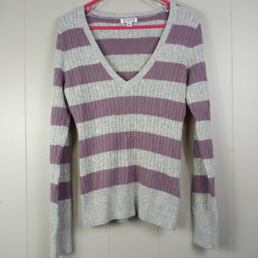 AphOrism Angora Rabbit Wool Knot Striped Sweater M